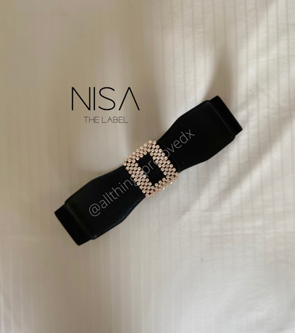 Rhinestone rectangle buckle belt
