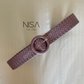 Straw woven round buckle color belt
