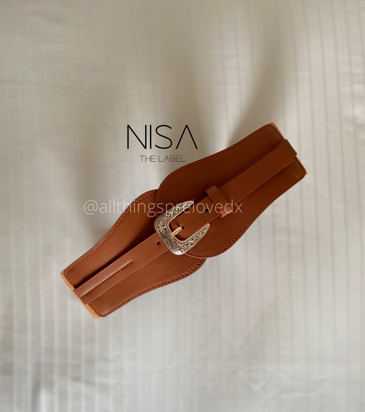 Single vintage buckle waist cincher belt