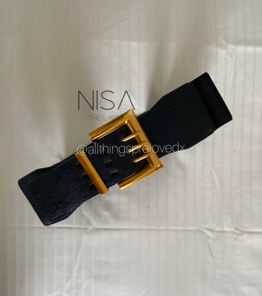 Wide buckle waist cincher belt