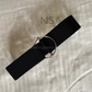 Silver round buckle waist cincher belt