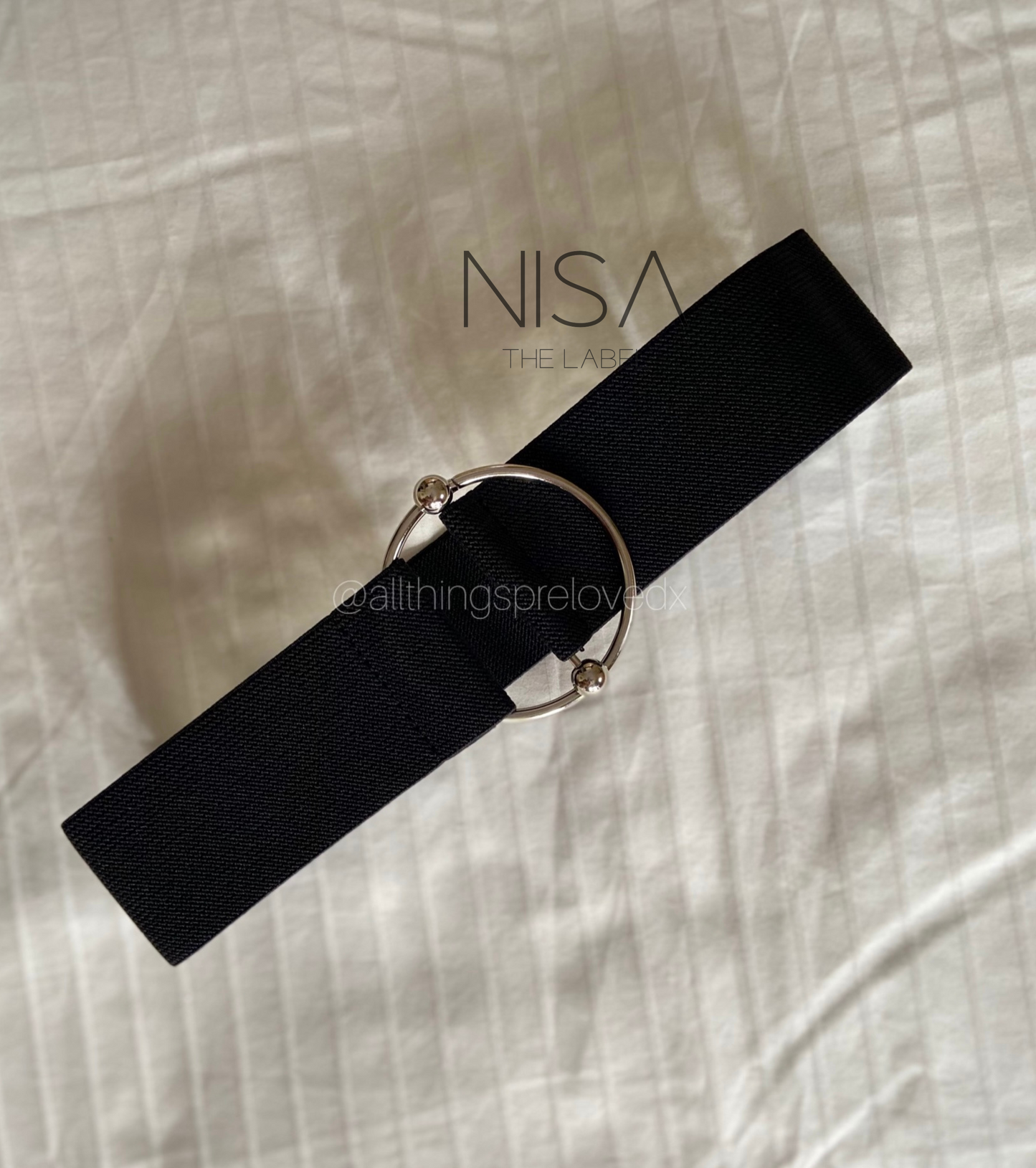 Silver round buckle waist cincher belt