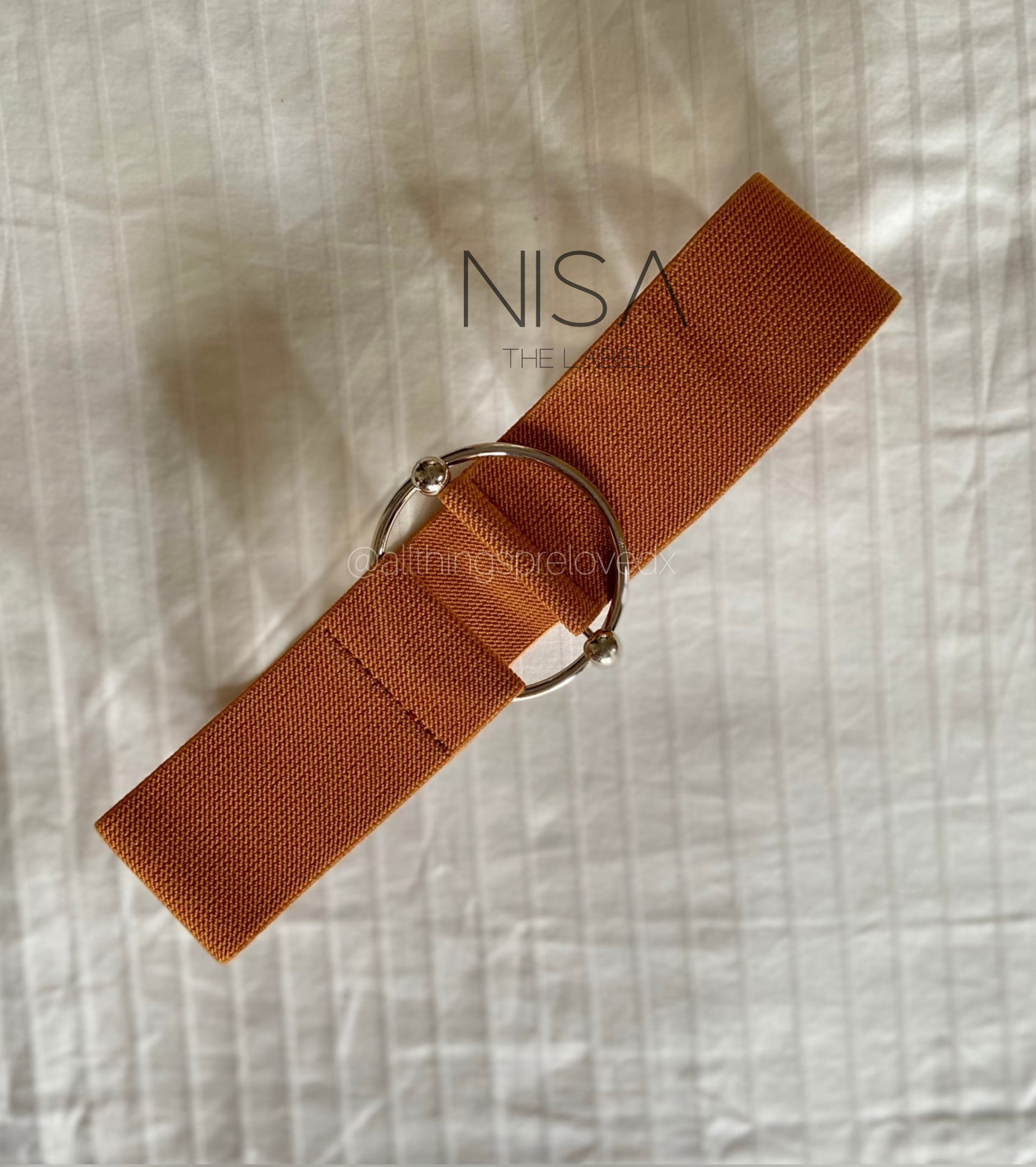 Silver round buckle waist cincher belt