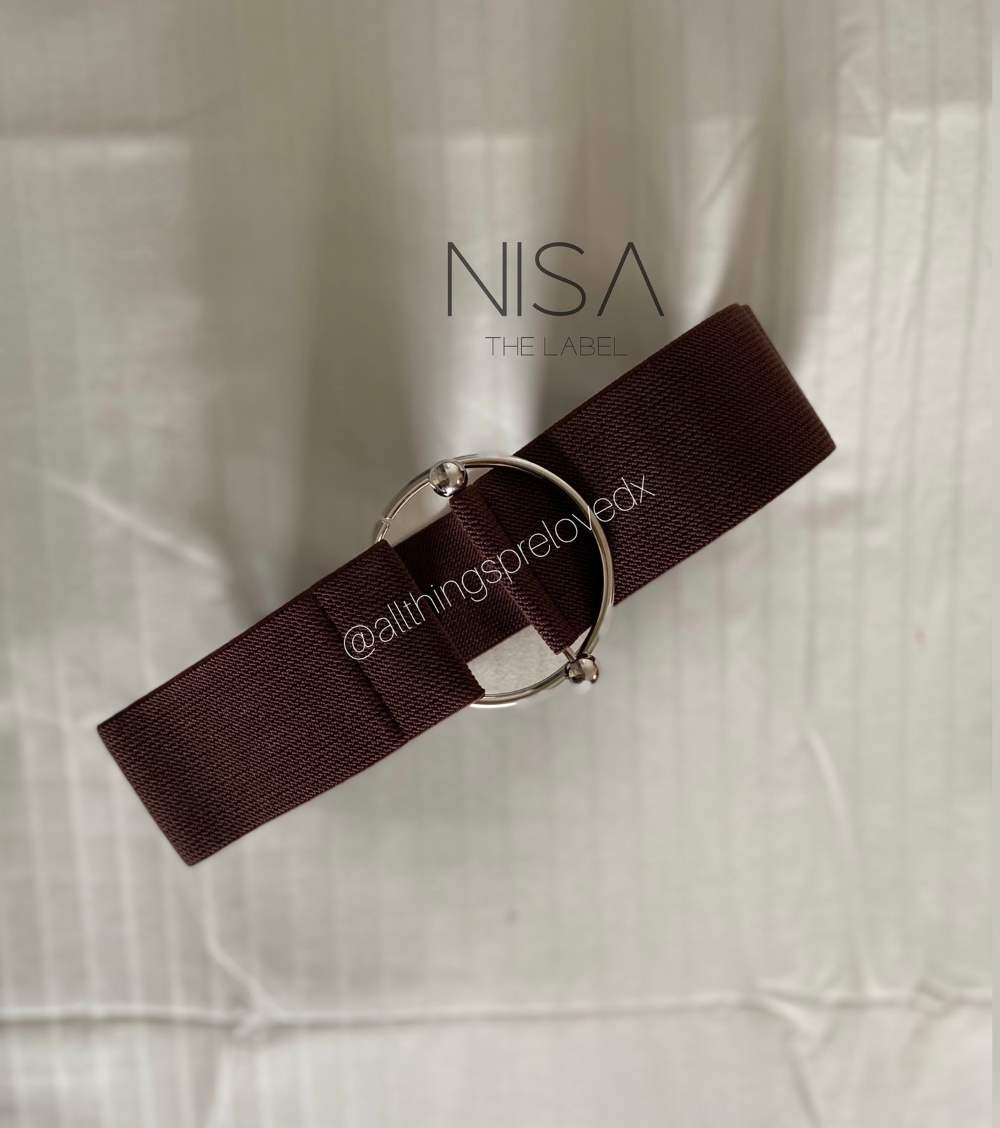 Silver round buckle waist cincher belt