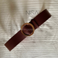 Flat golden buckle wide belt