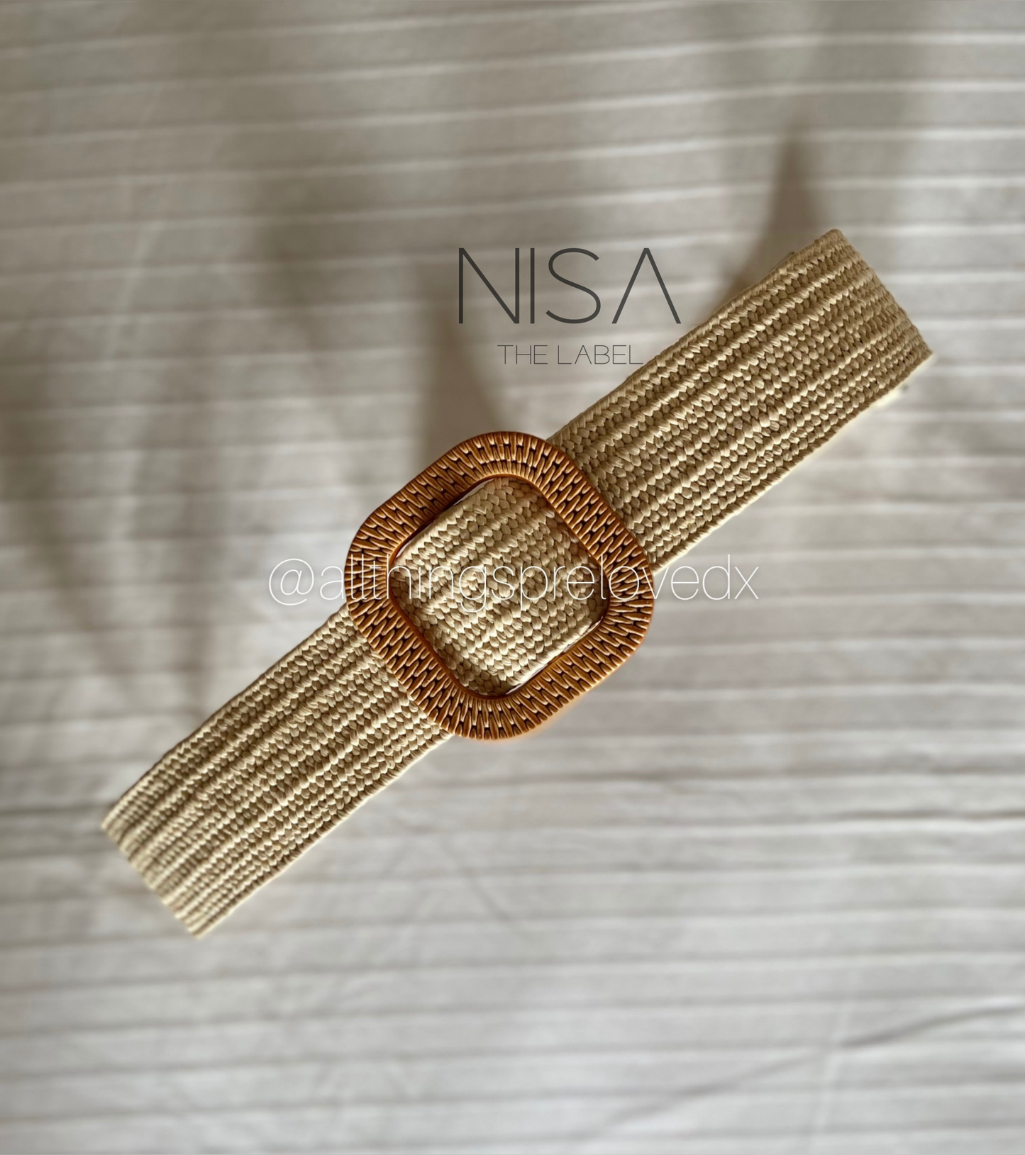 Square buckle straw woven belt