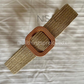 Square buckle straw woven belt