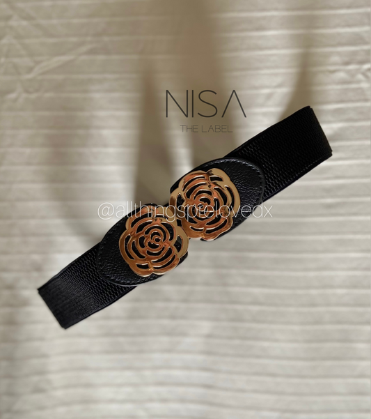 Rose buckle waist cincher belt
