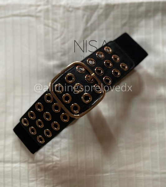 Triple eyelet waist cincher belt
