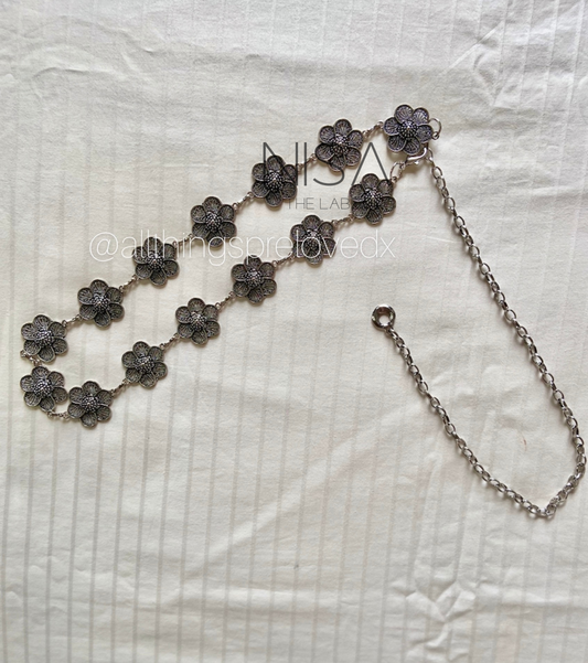 Flower metal chain waist belt