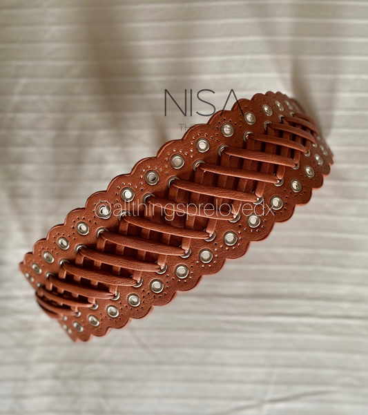Openwork crisscross waist cincher belt
