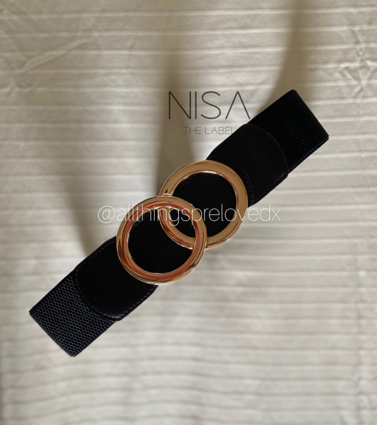 Double round buckle waist cincher belt