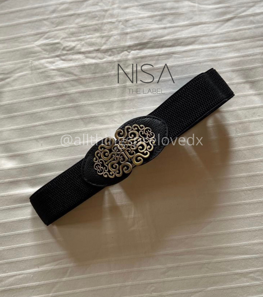Intricate buckle waist cincher belt