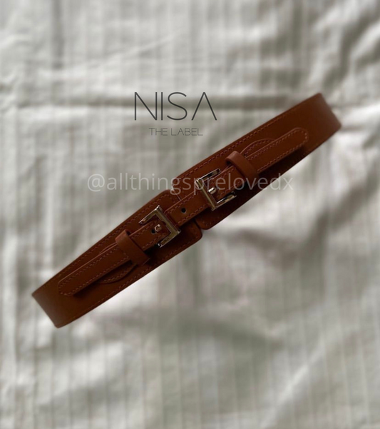 Double buckle waist cincher belt