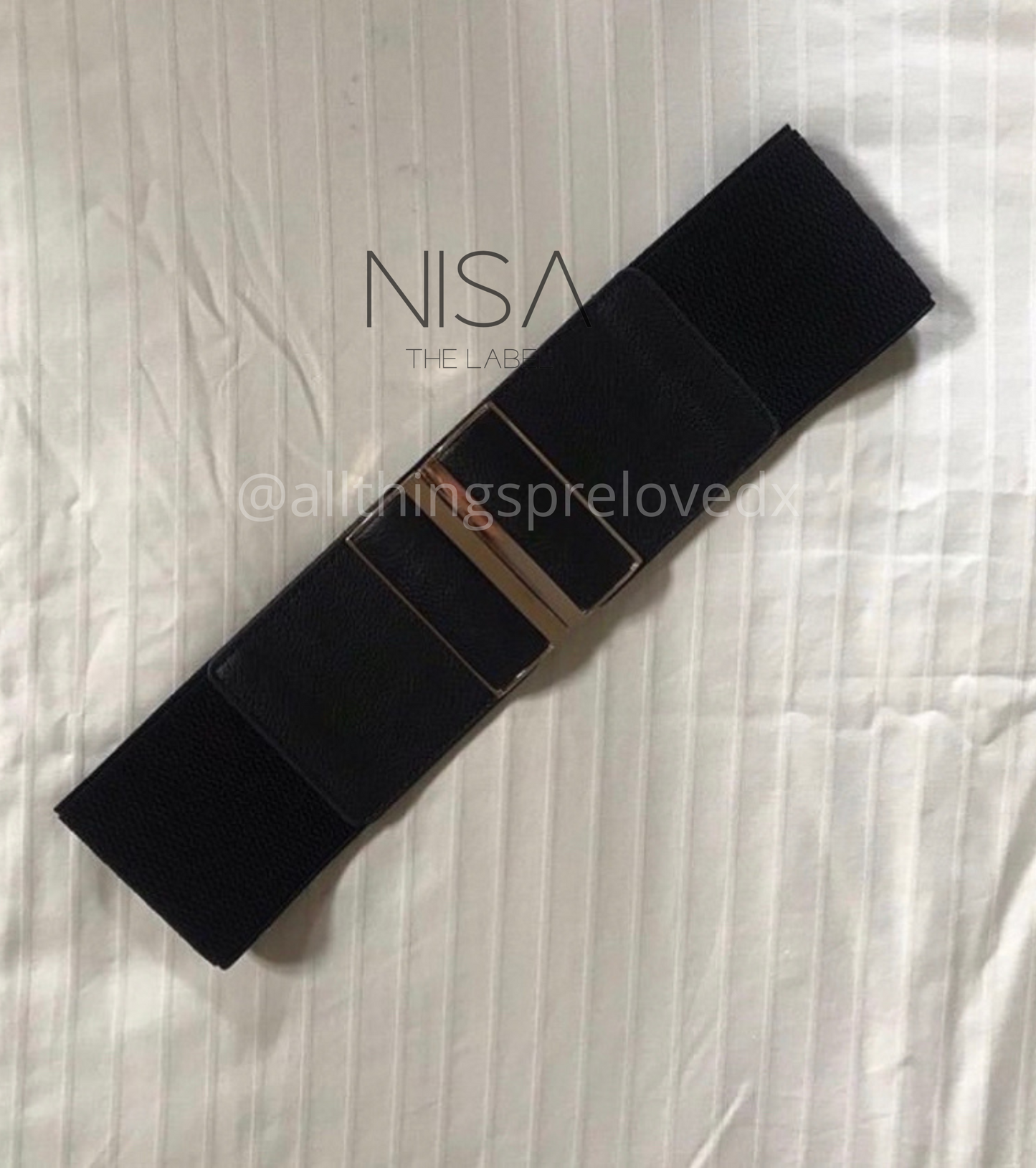Flat rectangle buckle wide cincher belt