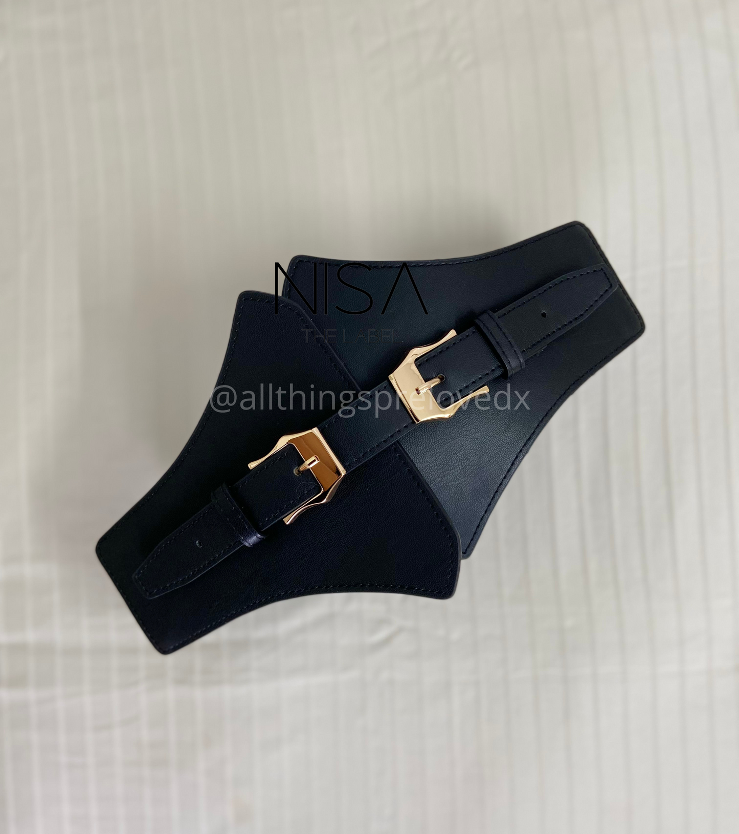 Double buckle fan flap waist cincher belt